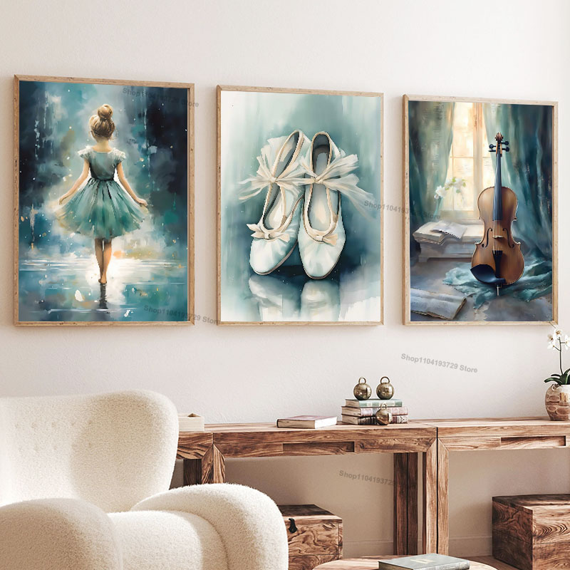 Waterproof Spray Shoe - Watercolor Ballet Girl Shoes Cello Nursery